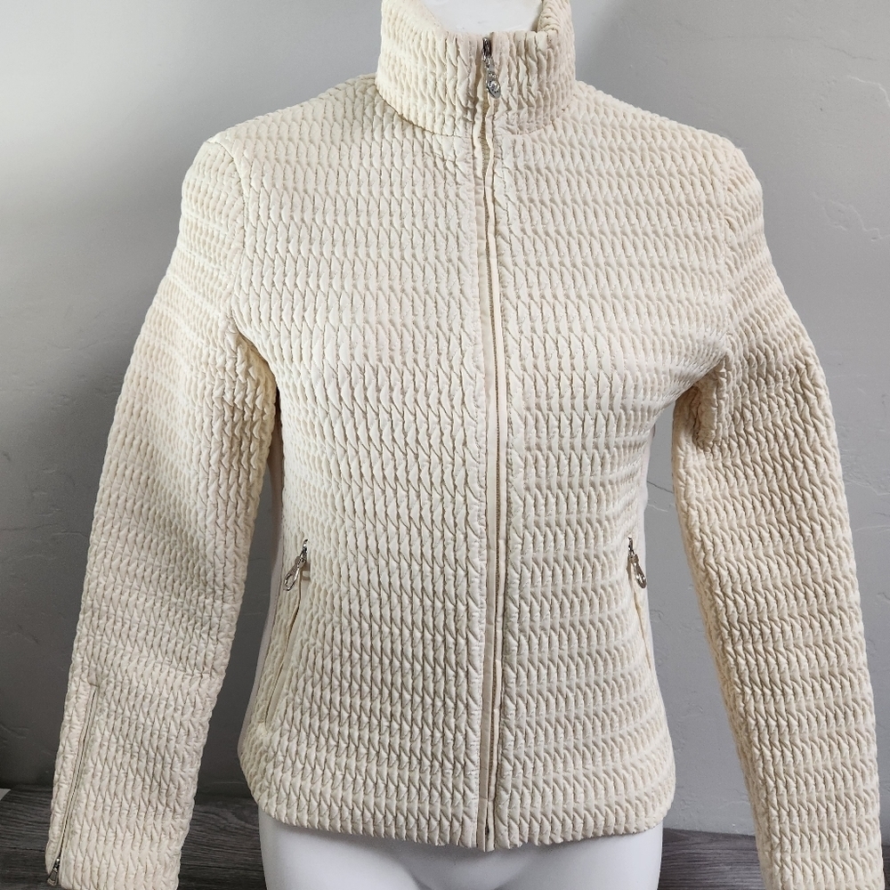 Marker Jacket‎ Full Zip Up Textured Mock Neck Women's Size 8 Thinsulate Insulate